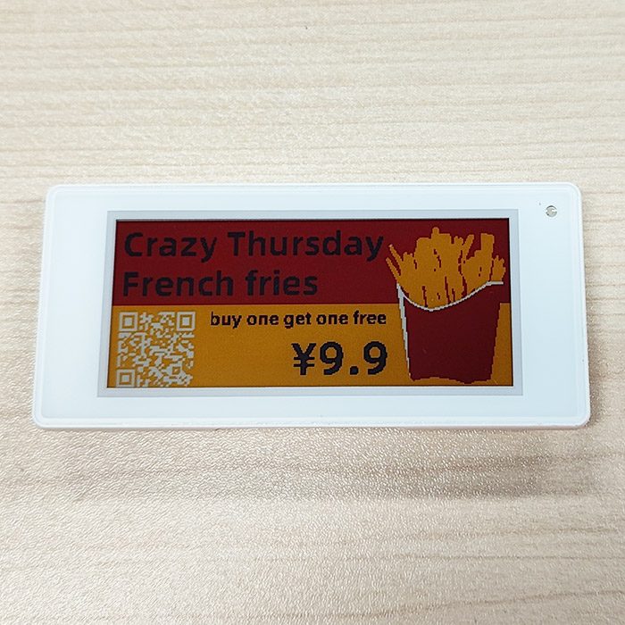 2,9 polegadas 4 cores display de etiqueta eletrônica de varejo cor preto branco vermelho amarelo