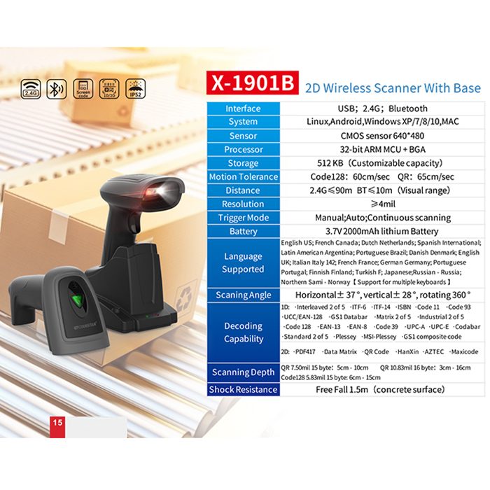 Leitor de código de barras com fio a laser X-530 1D