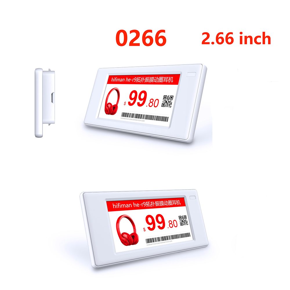 2,66 polegadas 3 cores display de etiqueta de prateleira eletrônica cor preto branco vermelho